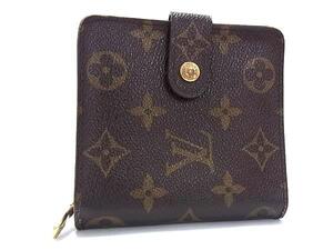 1円 ■美品■ LOUIS VUITTON ルイヴィトン M61667 モノグラム コンパクトジップ 二つ折り 財布 ウォレット 小銭入れ ブラウン系 FJ4512