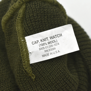 美品 00s USA製 米軍 US MILITARY CAP KNIT WATCH ウール ニット キャップ オリーブ ビンテージ ミリタリー