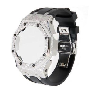 GSHOCK GA2100 カシオーク フロステッド加工 カスタム用パーツ 銀 GA-2100 GA-2110 GA-B2100カスタム ラバーベルト8色