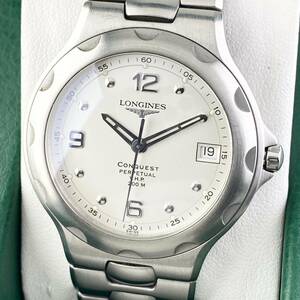 【1円〜】LONGINES ロンジン 腕時計 メンズ CONQUEST コンクエスト L1.636.4 ホワイト文字盤 VHP 200m パーペチュアル デイト 正規品