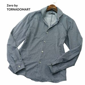 Zero by TORNADOMART トルネードマート 通年 長袖 ホリゾンタルカラー★ スリム ストライプ シャツ Sz.L　メンズ 日本製　A4T01240_2#C