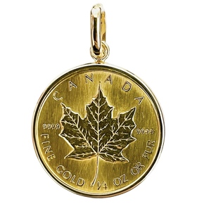 カナダ メイプル金貨 エリザベス二世 1989年 K18/24 純金 8.54g コイン ペンダントトップ イエローゴールド コレクション Gold