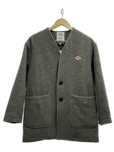 DANTON◆ダントン/コート/34/ウール/GRY/無地/DT-A0212/カラーレスVネックコート