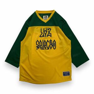 LUZ e SOMBRA ルースイソンブラ 7分袖 ゲームシャツ Tシャツ メッシュ イエロー×グリーン S サッカー フットサル 日本製