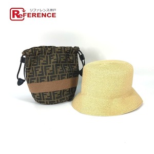 未使用 FENDI フェンディ FXQ891 AIJE RAFFIA BUCKET Hat バケットハット＆巾着バッグ ハット帽 帽子 バケットハット ボブハット 【中古】