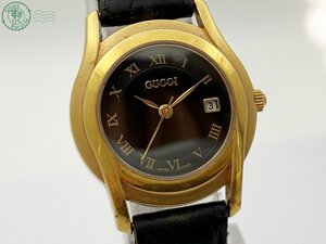 AK0605450　◇ 1円～! GUCCI グッチ 5400L QZ QUARTZ クォーツ 黒文字盤 デイト ゴールド 純正ベルト アナログ ブランド 腕時計 中古