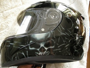 ハーレー純正　ヘルメット　Ｍ　黒艶　ブラック　フルフェース　スカルグラフィックカラー