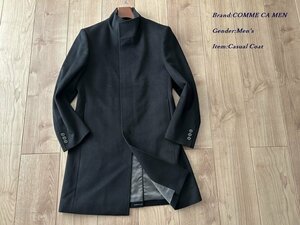 新品サンプル COMME CA MEN コムサメン ニューアンゴラウール・イタリアンカラー コート 05ブラック Mサイズ 10WE01 定価97,900円