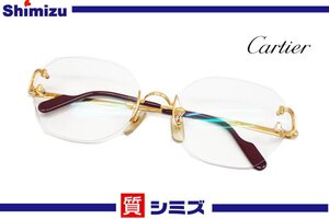 1円【Cartier】ジャンク品 カルティエ トリニティ リムレス メガネ/サングラス 度入り ゴールドカラー アクセサリー ◆質屋