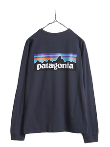 20年製 パタゴニア 両面 プリント 長袖 Tシャツ メンズ XS / 古着 Patagonia アウトドア ロンT プリントT ロゴT フィッツロイ P6 ネイビー
