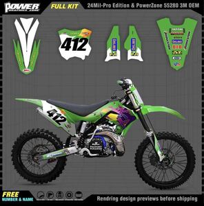 【送料無料】グラフィックステッカー,スポーツスタイルのステッカーキット,カワサキ03-08 kx125 250 2003 2004 2005 2006 2007,2008