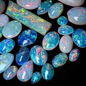 遊色抜群!!30ct 天然オパール オーストラリア産 おまとめ 6g＜裸石 ルース オパール opal Australia 宝石 ジュエリー jewelry natural＞