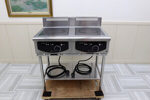 超美品！19年製 ホシザキ星崎 テーブル型 IHコンロ 電磁調理器 三相200V 5kw 2口 ハイパワー HIH-55TE-1-T 厨房店舗業務用 900×600