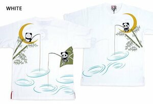 夜釣りパンダ半袖Tシャツ◆PANDIESTA JAPAN ホワイトXLサイズ 554858 パンディエスタジャパン フィッシング 刺繍