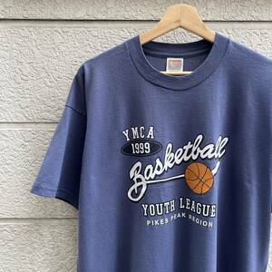 90s USA古着 ネイビー プリントTシャツ 両面プリント バスケ FRUIT OF THE LOOM フルーツオブザルーム アメリカ古着 vintage ヴィンテージ