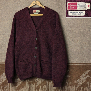 モヘア ポケット付き 【milwaukee knit】 60s Mohair Cardigan / 60年代 カーディガン ウール ニット 毛足長 グランジ ビンテージ 50s70s