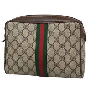 グッチ GUCCI GG柄 セカンドバッグ シェリーライン ウェブ オールドグッチ 15601012 コーティングキャンバス ブラウン レディース 【中古】