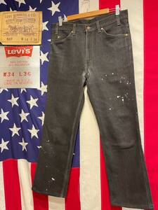 ★90s★Levis★517★先染めブラック★ストレッチ★リーバイス★墨黒★ブーツカット★ペンキ★Nハリ★94年製★USA製★デニム★オレンジタブ