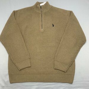 【北海道・沖縄以外送料無料】【新品】US.POLO.ASSN　メンズハーフジップセーター（ハイネック）　　L　　ベージュ★33401