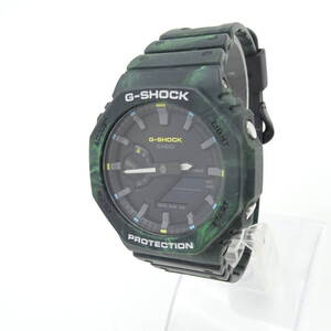 14000-1【美品】CASIO/G-SHOCK/カシオ/G-ショック/腕時計/時計/GA-2100FR/デジタル文字盤/QZ/ラバーベルト/ラウンド/グリーン