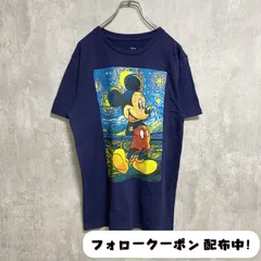 古着 used　Disney　ディズニー　Mickey mouse　ミッキーマウス　半袖プリントTシャツ　ネイビー　クルーネック