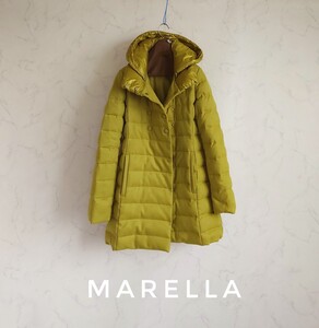 超高級 美品 希少 Maxmara 機能美抜群モダンウールダウンコート 肉厚ダウン marella マックスマーラ マレーラ 鮮やかなライムグリーン