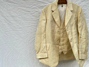 雰囲気抜群 退廃的 昭和初期 戦前 Tailored Jacket テーラード ジャケット JAPAN VINTAGE チェンジボタン 貝釦 30s40s 右横書き SACK COAT