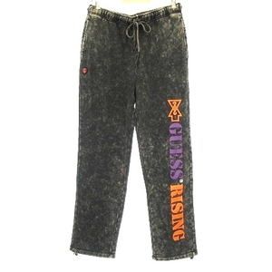 未使用品 ゲス 19AW GUESSx88RISING GUE88RISING スウェットパンツ ジョガー 裏起毛 まだら染め模様 ロゴ プリント XS 黒 メンズ