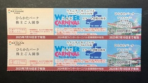 京阪電車ひらかたパーク（２名分）、入園券＋スケートリンク入場券など【定形郵便送料込】