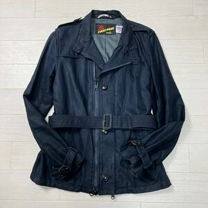 Schott ショット　CYCLE RIDERサイクルライダー コットンリネン ライダースジャケット Wライダース　やや薄手　黒　ベルト付き　サイズ38