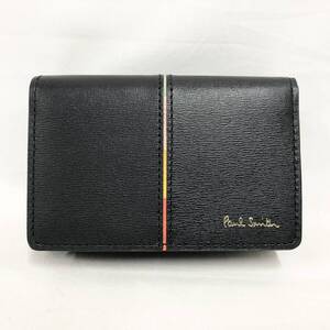 ○★新品未使用　Paul Smith (ポールスミス)　センターストライプ　三つ折り財布　ブラック★○