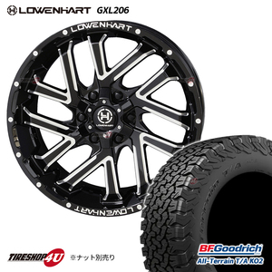 ブラックレター 4本セット LOWENHART GXL206 20x8.5J 6/139.7 +20 BFグッドリッチ オールテレーン KO2 275/55R20 AT FJクルーザー