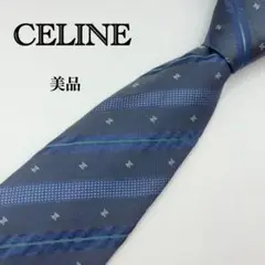 【美品】CELINE ストライプ ネクタイ ロゴ