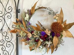 Handmade◆ハンドメイド◆ドライフラワー◆◆◆リース◆壁掛け◆壁飾り◆native flower botanical wreath◆38㎝＊＊＊