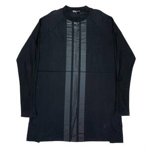 2016年 ワイスリー Y-3 ビッグ3本ライン入り ロング丈 長袖Tシャツ ロンT sizeXL (ビンテージ アーカイブ ADIDAS プールオム Y