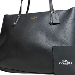 1円～【入手困難品】定価10万円 コーチ COACH トートバッグ ビジネスバッグ ブリーフケース A4 2way レザー メンズ レディース ブラック 黒