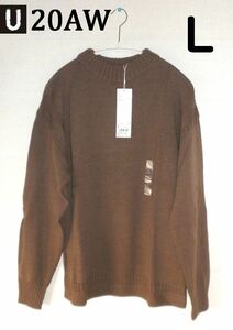 新品★[ダークブラウン][Ｌ]★送料込 20AW ミドルゲージモックネックセーター ユニクロＵ Uniqlo U ユー ルメール Brown ガンジーニット 茶