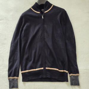 極美品 【L】 PaulSmith ポールスミス ドライバーズニット ジップアップ マルチストライプ マルチカラー メンズ 秋冬 ウール 説明確認