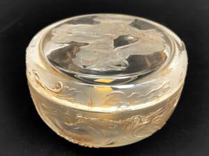 希少 ルネ・ラリック R.LALIQUE ロリガン 小物 蓋物 クリーム ケース アンティーク 骨董 パチネ 彩色 Origan 1912年