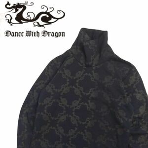 美品 DANCE WITH DRAGON 蓄熱保温 ストレッチ 裏起毛 モックネック 長袖シャツ インナー メンズ ダンスウィズドラゴン ゴルフウェア2409130