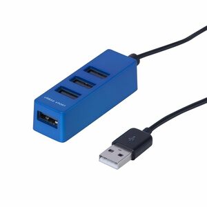 （まとめ買い）ナカバヤシ USB2.0 4ポートハブ 1.2m ブルー UH-2414BL 〔3個セット〕