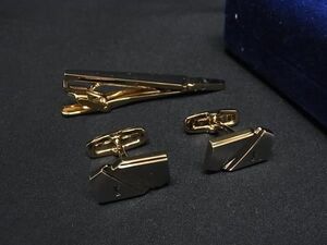 ■極美品■ YVESSAINTLAURENT イヴサンローラン カフス ネクタイピン 紳士 ビジネス メンズ 2点セット シルバー系×ゴールド系 DD7122