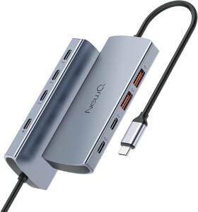 NEWQ　USB 3.2 ハブ 10Gbps Gen2 5 USB C PD 100Wマックス、Thunderbolt 3｜MacBook、iPad、iPhone、PC、フラッシュドライブなど用8ポート