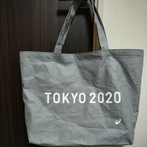 送料込み 東京2020 オリンピック アシックス 大きめトートバッグ エコバッグ グレー 灰色 ロゴ