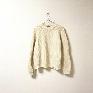 ★THE NORTH FACE ノースフェイス★茶タグ メンズ プルオーバー 厚手 ウール ニット セーター size M ホワイト 白 管:A:12