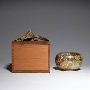 『西田章山作』九谷焼 章山花詰 香合 美術品 古美術 時代品 時代物 茶道具 煎茶道具 香道具