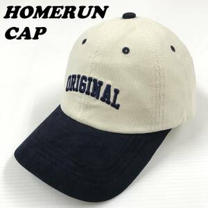 未使用 HOMERUN CAP ネイビー キャップ オリジナル メンズ レディース アウトドア キャンプ カジュアル ダンス コーデュロイ韓国ホームラン