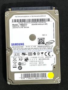  ★ 500GB ★ SAMSUNG　/　HM501II 【使用時間：170ｈ】 稼働極少 2.5インチ内蔵HDD 9.5mm/5400rpm/SATA サムスン[管理■0439]