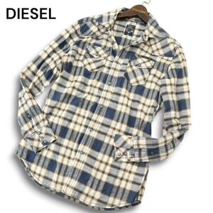 DIESEL ディーゼル 通年 REGULAR FIT ロゴ★ インド綿 長袖 ウエスタン チェック シャツ Sz.S　メンズ　A4T08955_8#C