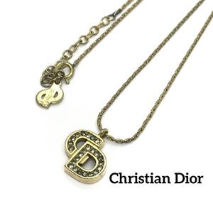 美品　ChristianDior クリスチャンディオール　ネックレス　ストーン　ゴールド　チョーカー　ペンダント